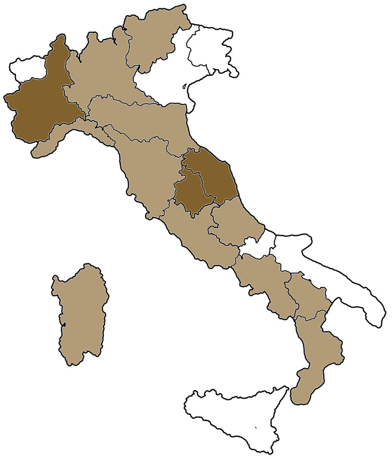 Mappa regioni dove si trova il tartufo nero